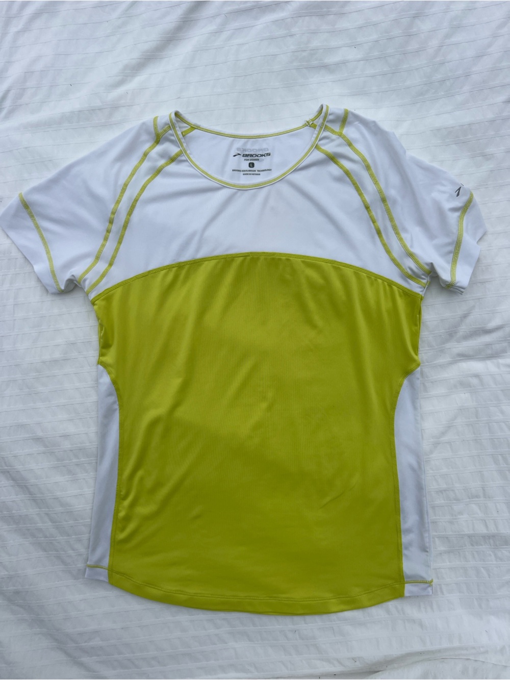 Brooks Equilibrium Technology Short Sleeve Running Tee, Lime Green and White, L - Picture 5 of 10